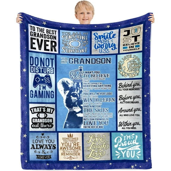 MMYGU Grandson Gifts from Grandma Grandpa Blanket for Grandson Gifts for Grandson Grandson Birthday Gifts Best Grandson Ever Gift Throw Blanket Grandson Gift Ideas for Christmas Graduatio 60x80in