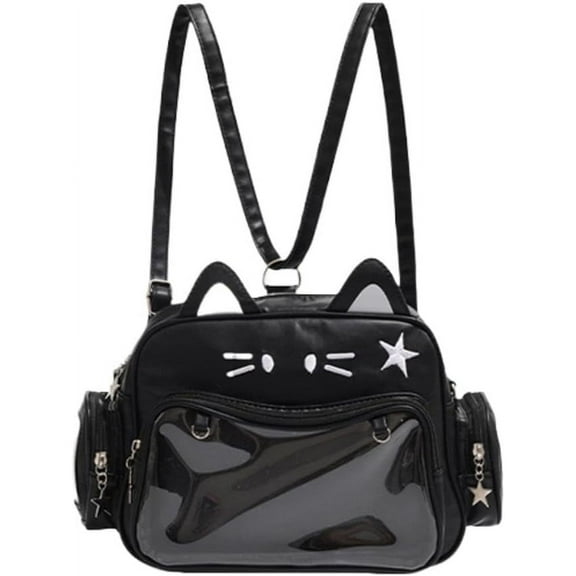 MMYGU Japanese Kawaii Bag Cat Ita Bag Cute Bags Pin Display Backpack Crossbody Purse for Women Y2K Shoulder Bag (Brown)