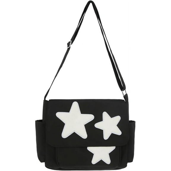 MMYGU Kawaii Messenger Bag Cute Crossbody Bag Kawaii Aesthetic Shoulder Bag for Women Canvas Flap Messenger Bag