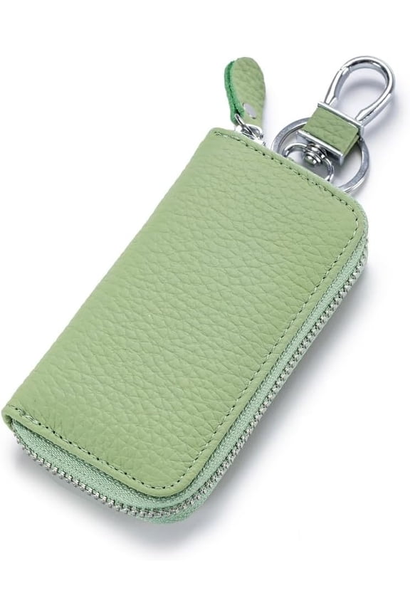 Leather Keys Holder Car Key Card Wallet Multifunctional Zipper Key Case Coin Pouches Keychain Key Ring Unisex