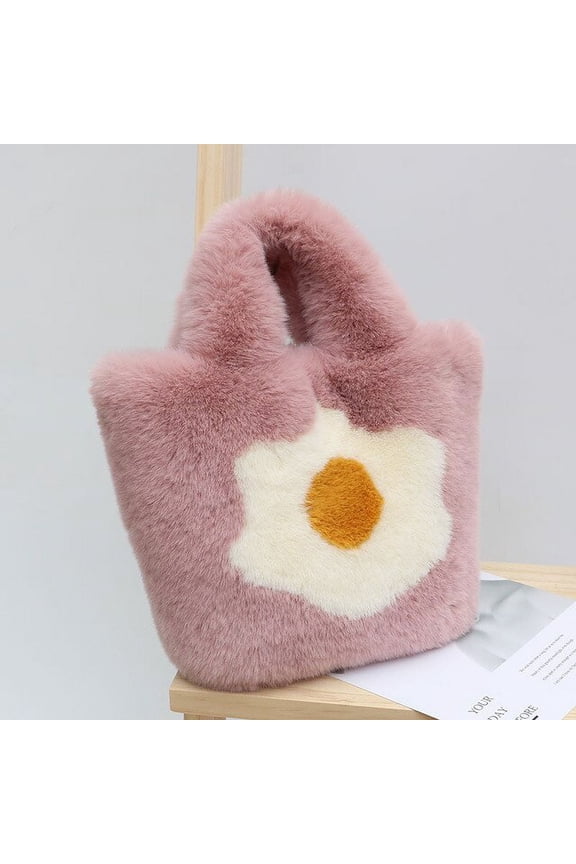Luxury Artificial Rabbit Hair Handbag Large Capacity Shoulder Bag Delivery Gold Metal Chain Soft Premium Fleece Bag for Women