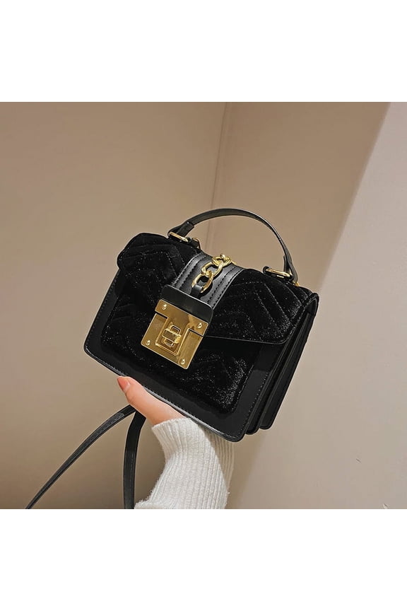 Luxury Simple Velvet women Flap Crossbody Shoulder Bags Small Winter Fashion Casual Handbags and Purses chain messenger bags