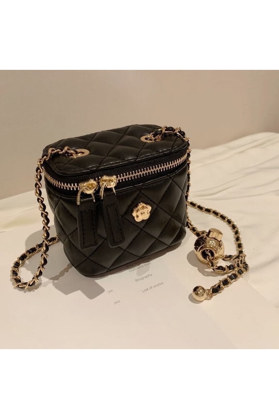 Mini Shoulder Messenger Bags PU Leather Quilted Design Chain Strap Bag Elegant Simple Style For Women