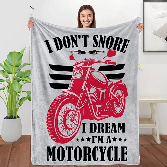MMYGU Motorcycle Gifts for Men Motorcycle Funny Fluffy Fuzzy Warm Soft Throw Blanket for Couch Christmas Birthday Gifts for Men Dad Grandpa Husband Boyfriend Son 50x60in