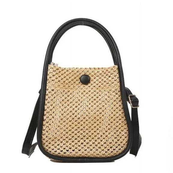 MMYGU New Straw Handbag Women Crossbody Bag Girls Small Rattan Woven Summer Beach Messenger Shoulder Bags with Interior Purse