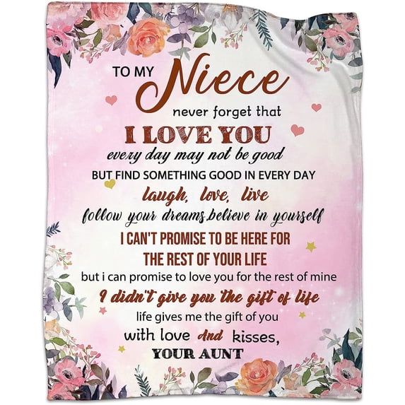 MMYGU Niece Gifts from Auntie Niece Blanket to My Niece Gifts from Aunt Niece Gifts Gifts for Niece Happy Birthday for Niece Adult Gifts 60x80in