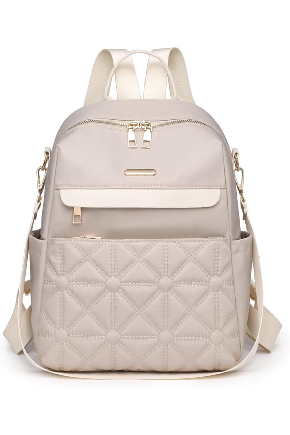 Nylon Backpack Purse for Women Fashion Multipurpose Handbag Ladies Shoulder Bags Quilted Casual Travel Backpack Brown