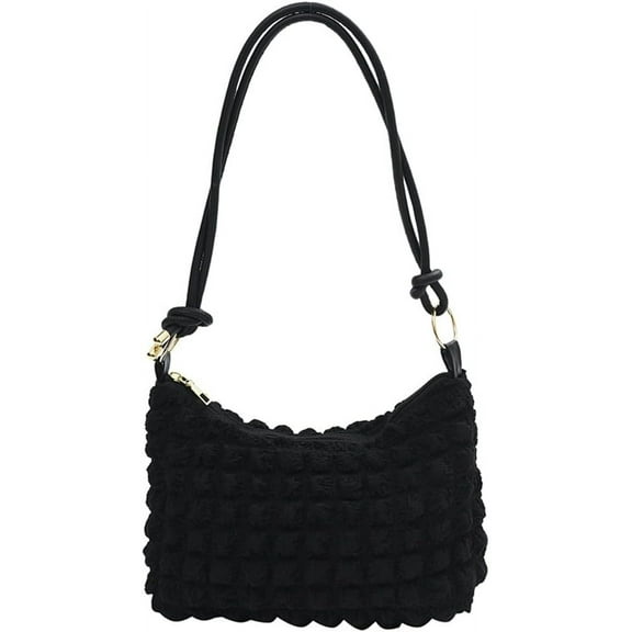 MMYGU Nylon Hobo Bag for Women Soft Shoulder Bag Bubble Pleated Handbag Zipper Casual Totes Purse Knotted Top Handle Bag