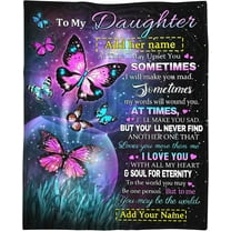 MMYGU Personalized to My Daughter Blanket from Mom Dad Lightweight Flannel Throws Custom Name Gift for Girl Women Super Soft Comfy Butterflies Blankets Birthday Christmas Decor Couch Sofa 30x40in