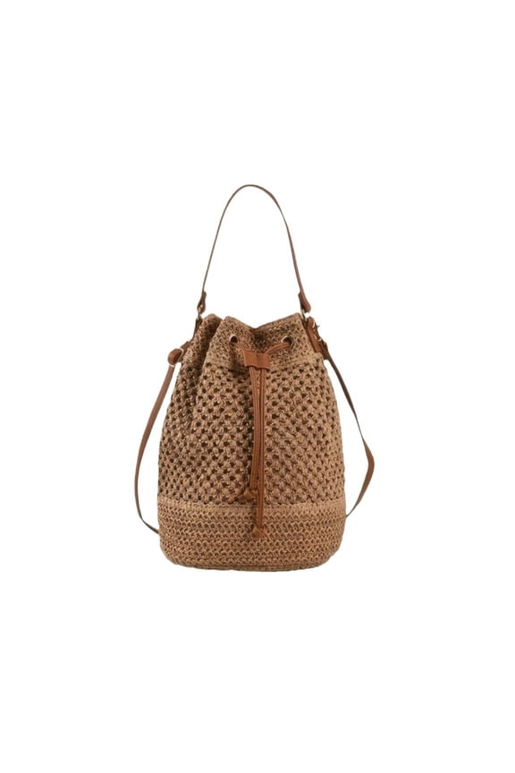 Popular Items!Summer Straw Bucket Bag for Women, Mini Woven Beach Bag Shoulder Bag Drawstring Bucket Purses Handbag for Vacation