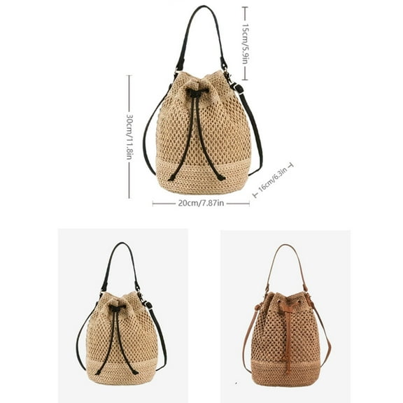 MMYGU Popular Items!Summer Straw Bucket Bag for Women, Mini Woven Beach Bag Shoulder Bag Drawstring Bucket Purses Handbag for Vacation