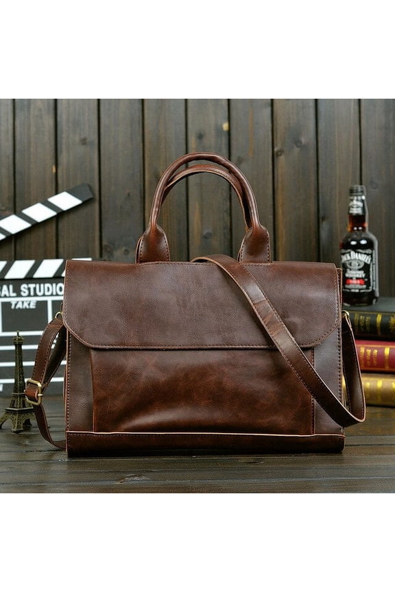 Retro Men's Briefcase Crazy Horse Leather Laptop Handbag Business Men Messenger Bags Leather Laptop travel Bag aktentas bolsos