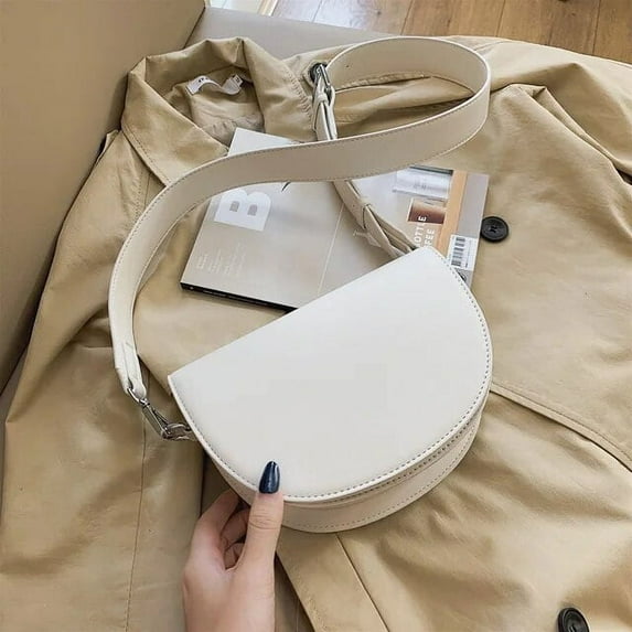 MMYGU Retro Solid Color Saddle Bag High Quality Leather Shoulder Bags for Women New Simple Ladies Crossbody Bag Designer Handbags