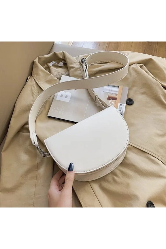Retro Solid Color Saddle Bag High Quality Leather Shoulder Bags for Women New Simple Ladies Crossbody Bag Designer Handbags