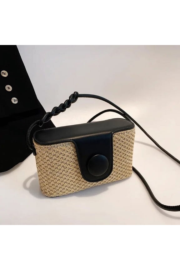 Simple Straw Box Flap Bag Women Summer Crossbody Bag Fashion Beach Shoulder Bag Bohemian Travel Small Box Handbags
