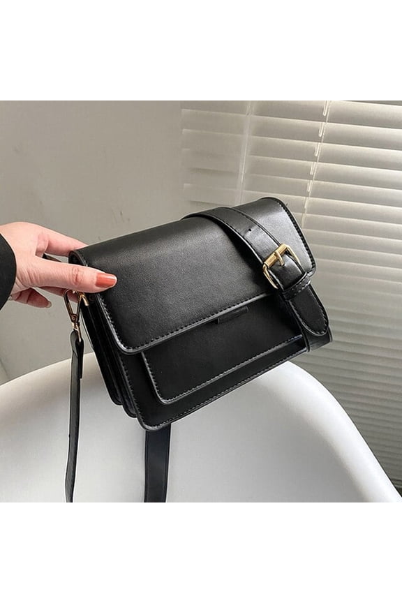 Simple Style Square Shoulder Bags for Women PU Leather Crossbody Messenger Bag Female Fashion Small Flap Handbag Purse