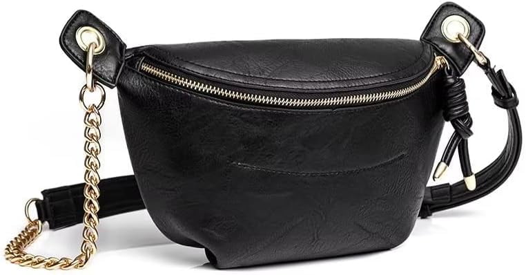 MMYGU Sling Bag for Women Vintage PU Leather Crossbody Bag Roomy Shoulder Purse Designer Fanny Pack with Chain Strap