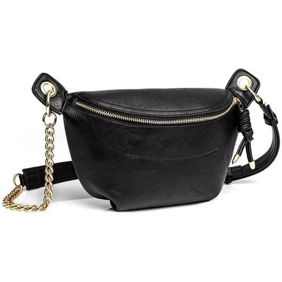 MMYGU Sling Bag for Women Vintage PU Leather Crossbody Bag Roomy Shoulder Purse Designer Fanny Pack with Chain Strap
