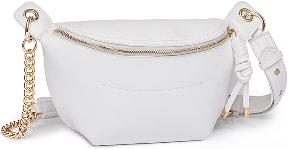 MMYGU Sling Bag for Women Vintage PU Leather Crossbody Bag Roomy Shoulder Purse Designer Fanny Pack with Chain Strap