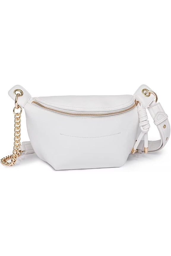 Sling Bag for Women Vintage PU Leather Crossbody Bag Roomy Shoulder Purse Designer Fanny Pack with Chain Strap