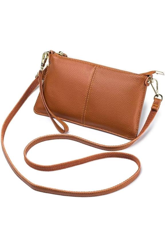 Small Crossbody Bag for Women Genuine Leather Clutch Purse Vintage Phone Bag with Detachable Wrist and Shoulder Straps