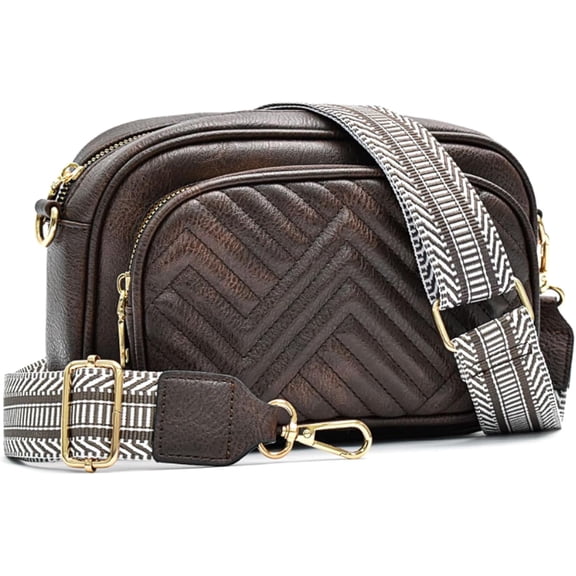 MMYGU Small Quilted Crossbody Bags for Women Vegan Leather Purses Designer Shoulder Handbags with Colored Shoulder Strap