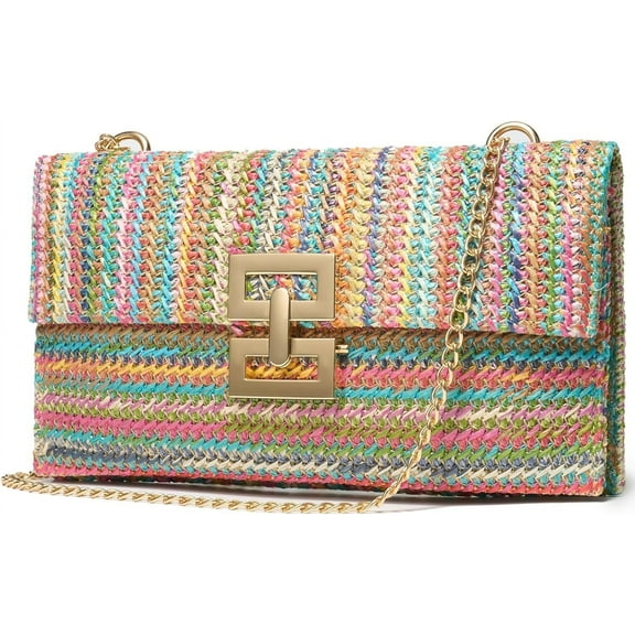 MMYGU Straw Clutch Purses for Women Summer Beach Shoulder Crossbody Bag Evening Handbag Woven Envelope Clutch for Party