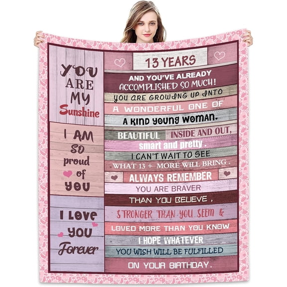 MMYGU Sweet 13th Birthday Gifts for Girls Blanket Sweet 13 Gifts for Girls 13th Bday Party Decorations for Women Blankets 50x60in