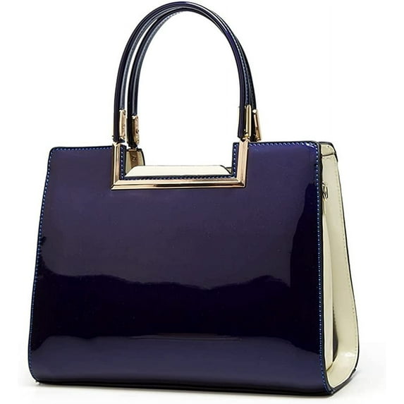 MMYGU Top Handle Handbag for Women Glossy Leather Tote Bag Large Capacity Shoulder Bag Retro Crossbody Bag Satchel