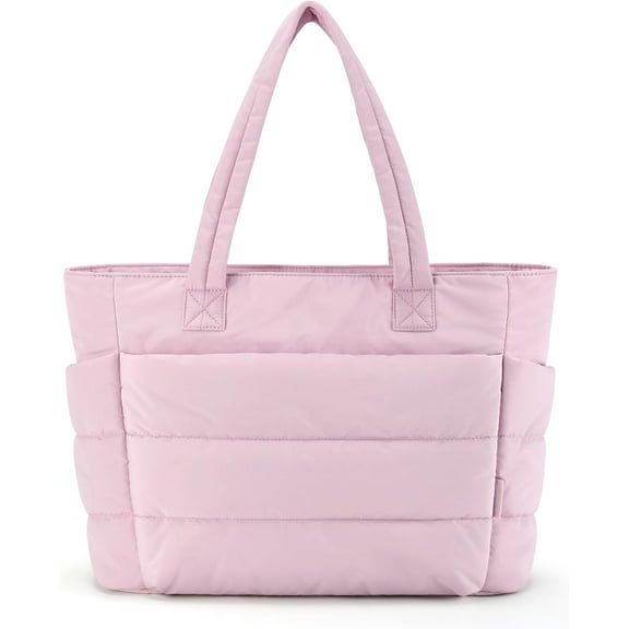 MMYGU Tote Bag for Women, Lightweight Puffy Tote Bag with Compartments, Quilted Shoulder Bag Handbag for Travel, Work