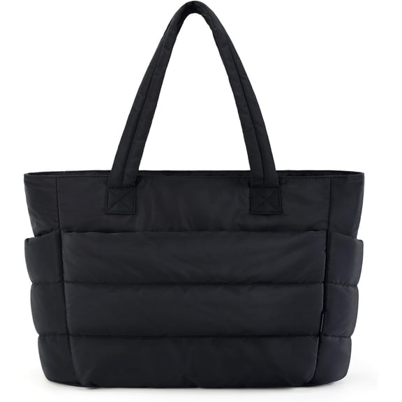 MMYGU Tote Bag for Women, Lightweight Puffy Tote Bag with Compartments, Quilted Shoulder Bag Handbag for Travel, Work