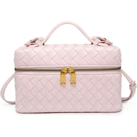 MMYGU Trendy Woven Crossbody Purse Square Box Bags Women Shoulder Bag Cute Satchels Mini PU Leather Top-Handle Tote Handbag