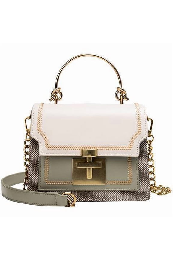 Vintage Handbag for Women Embroidery Elegant Luxury Designer Shoulder Bag Contrast Color Winter New Fashion Girl Square Bag