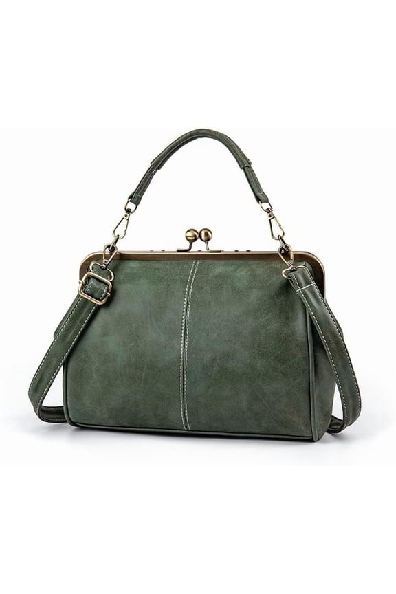 Vintage Kiss Lock Handbag PU Leather Evening Clutch Satchel Hollow Crossbody Shoulder Purse Tote