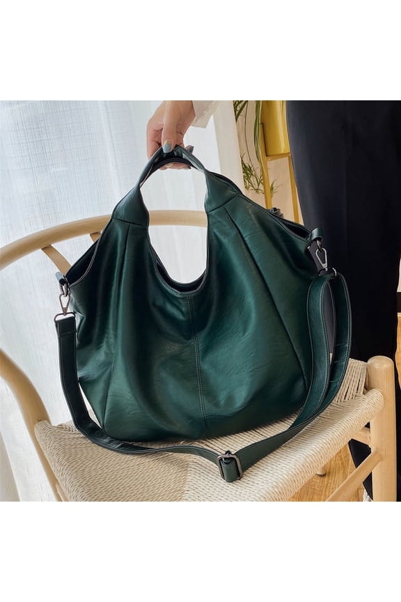 White Leather Women Half Moon Bags Large Capacity Hobo Shopper Bag Soft PU Crossbody Bag Casual Korean Female Tote Bags