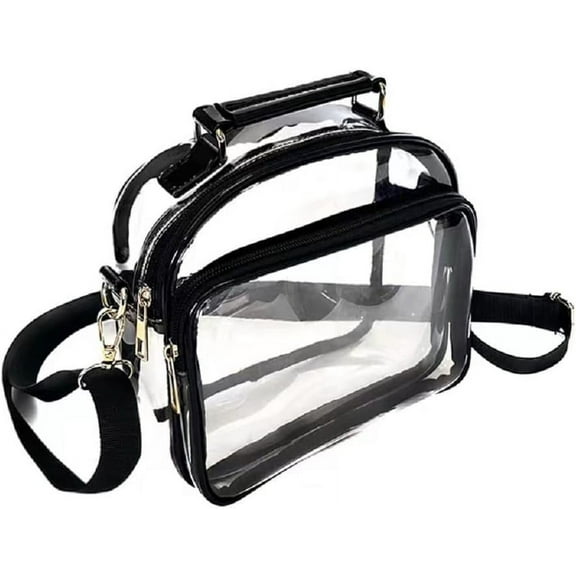 MMYGU Women Clear Small Shoulder Bag PVC Casual Crossbody Bag Concert Bag Small Messenger Bag Purse (Black,Small)