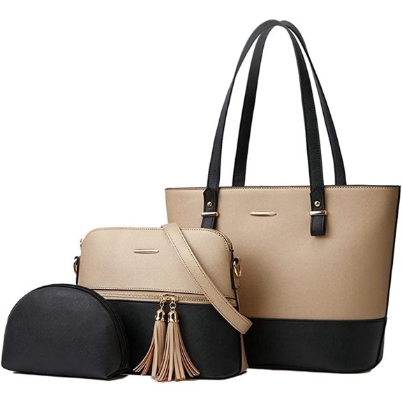 MMYGU Women Fashion Tote Handbag Satchel 3pcs Purse Set Chic PU Leather Shoulder Bag Clutch