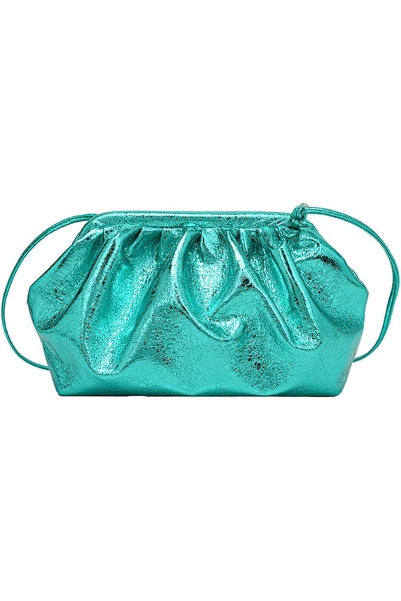 Women Patent Leather Evening Bag Cloud Purse Clutch Dumpling Bag Ruched Shoulder Bag Pleated Clip Purses Crossbody Bag