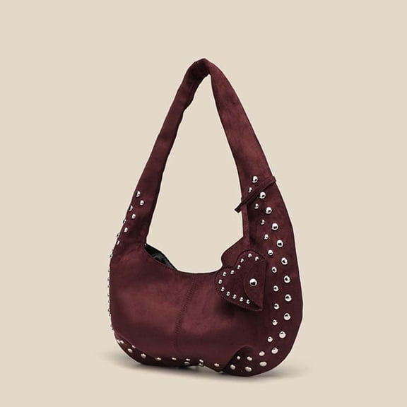 MMYGU Women Studded Purses Y2k Shoulder Bag Vegan Leather Shouder Purse Suede Handbag Fall Suede Purse