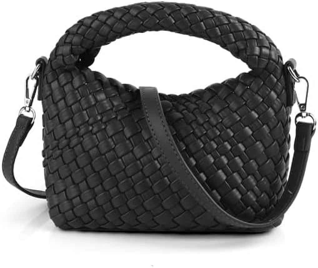MMYGU Women Woven Tote Small Crossbody Bag, Weave Quilted Purse Square Shoulder Bag Woven Handbag with Detachable Strap