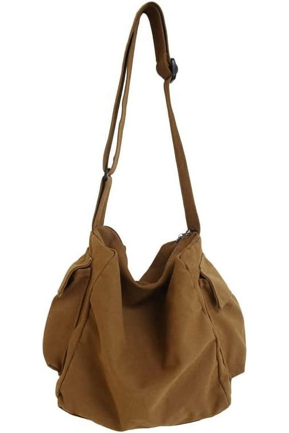 Women's Canvas Vintage Crossbody Bag Grunge Goth Punk Purse Japanese Harajuku Messenger Bags with Multi-pocket (white)