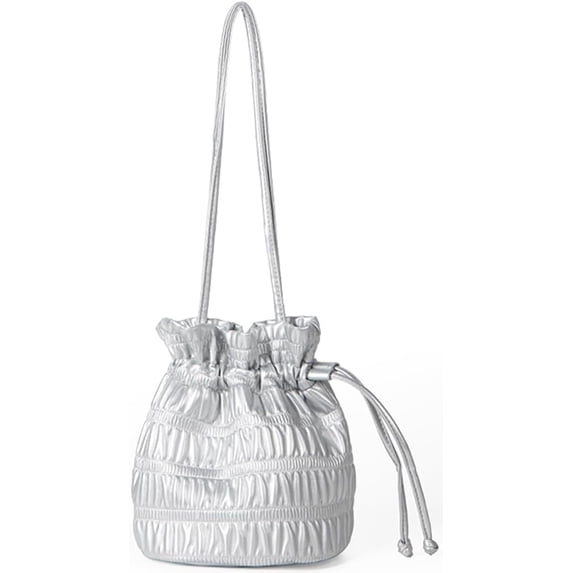 MMYGU Women's Hobo Bag PU Leather Shoulder Bag Bucket Armpit Purse Pleated Handbag Totes Drawstring Top Handle Bag