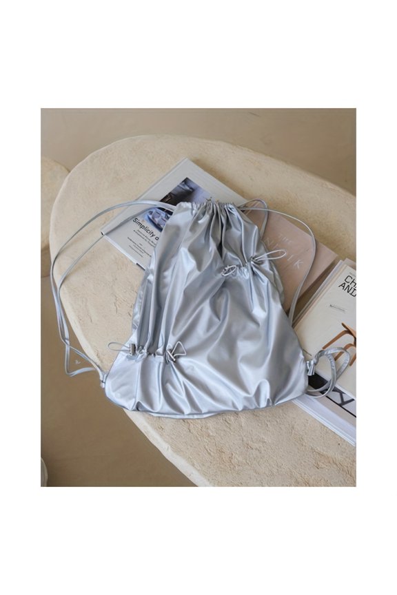 Women's Nylon Drawstring Pleated Y2K Style Backpack, Trendy Fashion Shoulder Bag For Travel & Daily Use, Rucksack