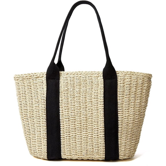 MMYGU Women's Straw Handbag Large Woven Tote Handmade Summer Straw Bag Weaving Shoulder Bags for Vacation