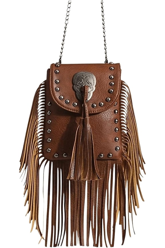Women's Western Country Cowgirl Bag Fringe Crossbody Bags Boho Tassel Messenger Bags Casual Purses