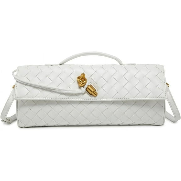 MMYGU Woven Handbag for Women Fashion Evening Shoulder Bag PU Leather Handmade Clutch Purse Casual Crossbody Bags 2024