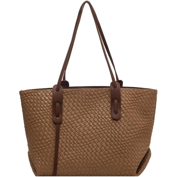MMYGU Woven Tote Bag for Women Vegan Leather Woven Bags Shoulder Handbag Large Capacity Work Handbags Summer Beach Bag
