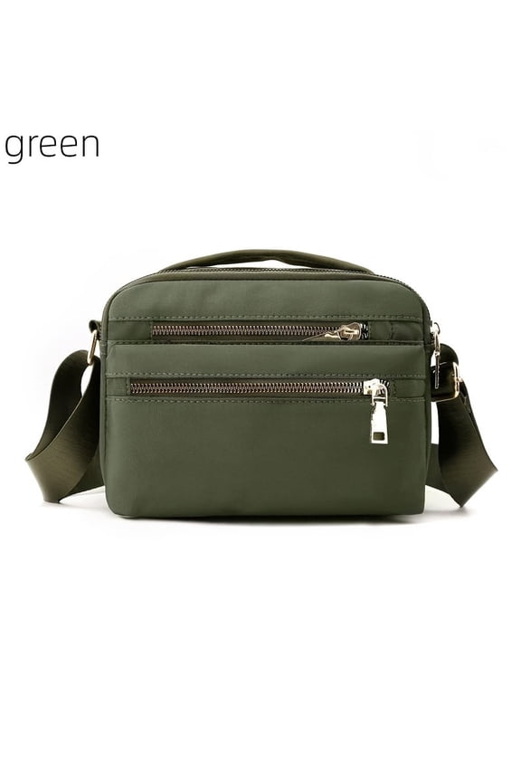 Zipper Crossbody Bag Casual Nylon Square Handbag Womens Small Shoulder Purse With Multi Pockets