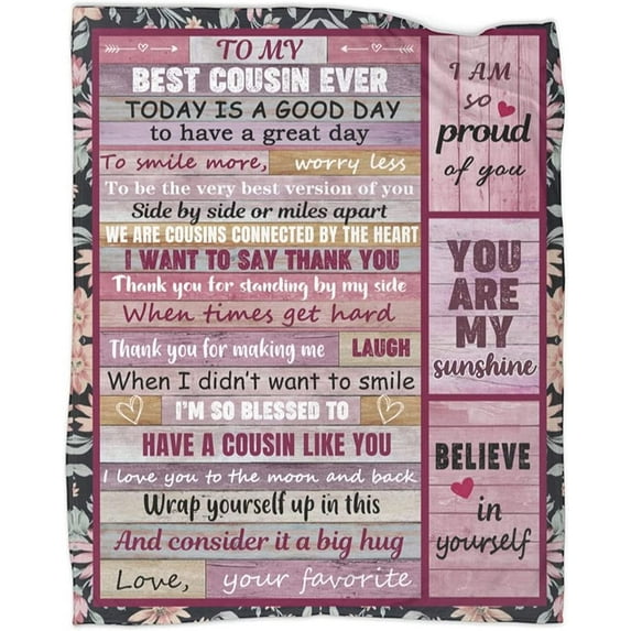 MMYGU to My Cousin Throw Blanket Cousin Gifts for Women Valentine''s Day Birthday Gifts Blankets for Cousin Soft Warm for Fall Winter Spring 30x40in