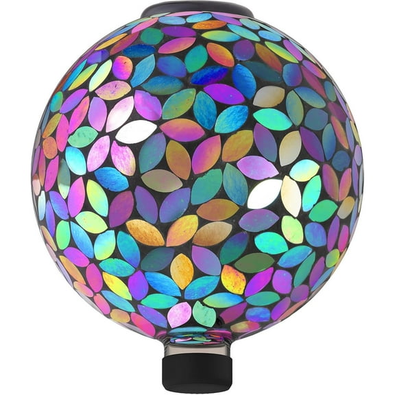 MMZP GRS122A-SLR Indoor/Outdoor Glass Solar Powered Mosaic Gazing Globe Yard Decoration, 10", Purple